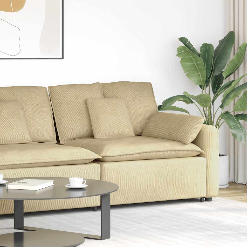 Modular Sofa End Module with Armrest and Cushions Gray Green 100 cm