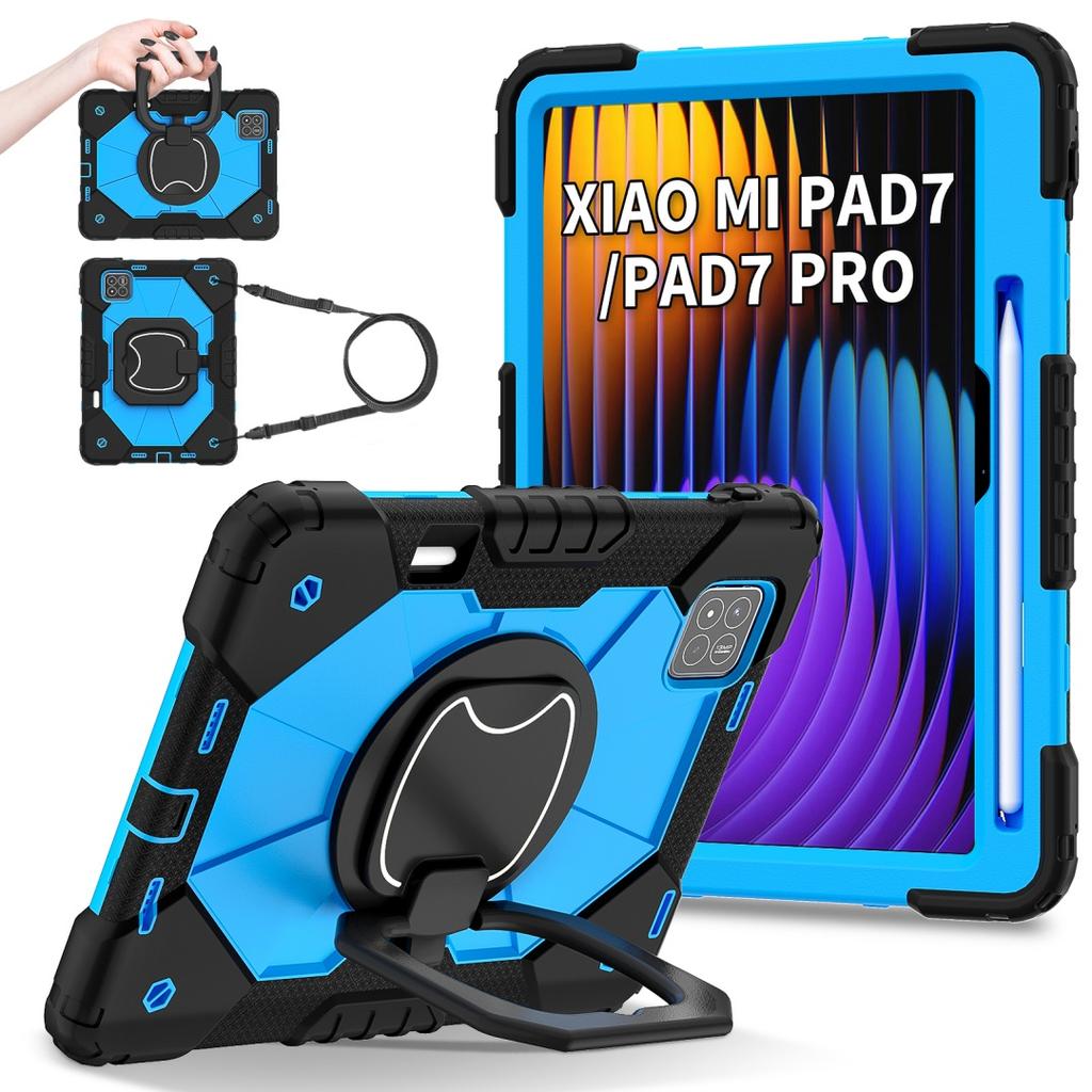 Для Xiaomi Pad 7 / Xiaomi Pad 7 Pro.360° вращающаяся рукоятка прочная защитная подставка TPU+PC 3в1 противоударный противоударный чехол для планшета и ПК