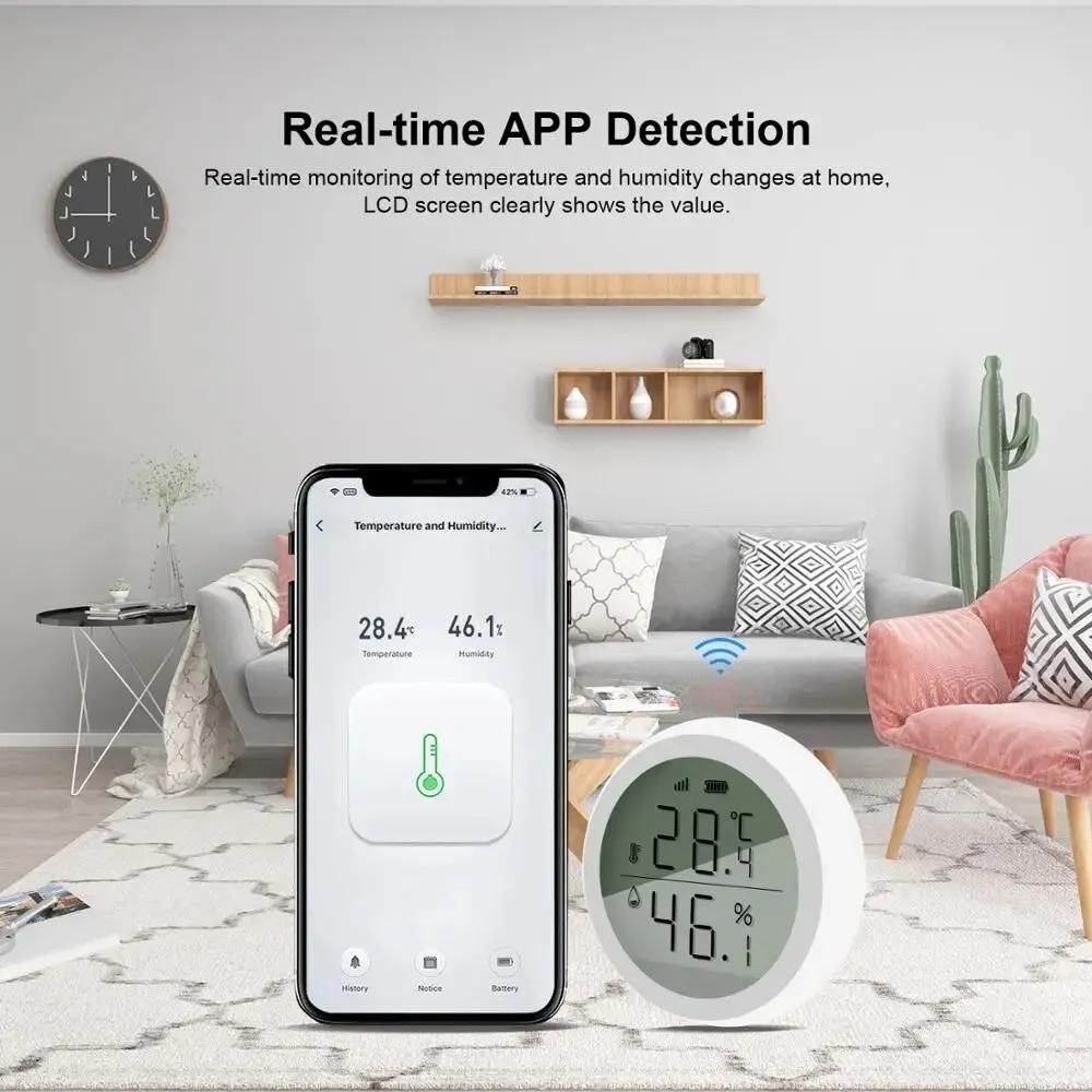 Умный термометр Tuya ZigBee - Датчик температуры и влажности в помещении с ЖК-дисплеем, совместимый с Alexa и Google Home