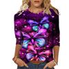 Round Neck 3D Printed Top Colorful Fashionable Casual Long Sleeved Women's T-shirts