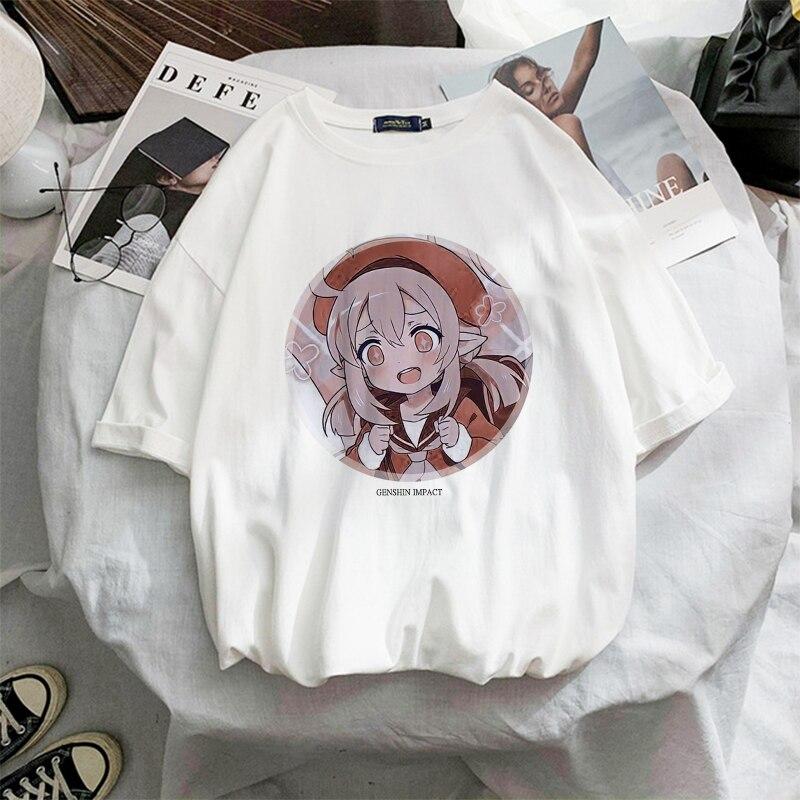 Women's T-Shirt Kawaii Genshin Impact Graphic Oversized T-Shirt Harajuku Summer Short Sleeve T-Shirts Woman Clothes Tops Tee