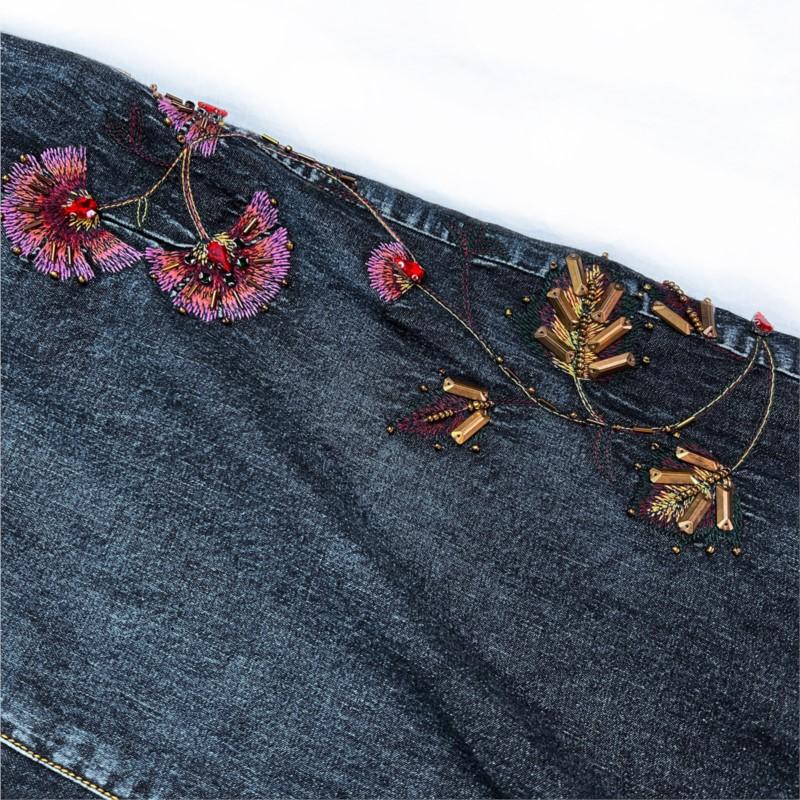 Johnature Летняя женская мода, однотонная винтажная нерегулярная ковбойская юбка с вышивкой, нишевая дизайнерская юбка