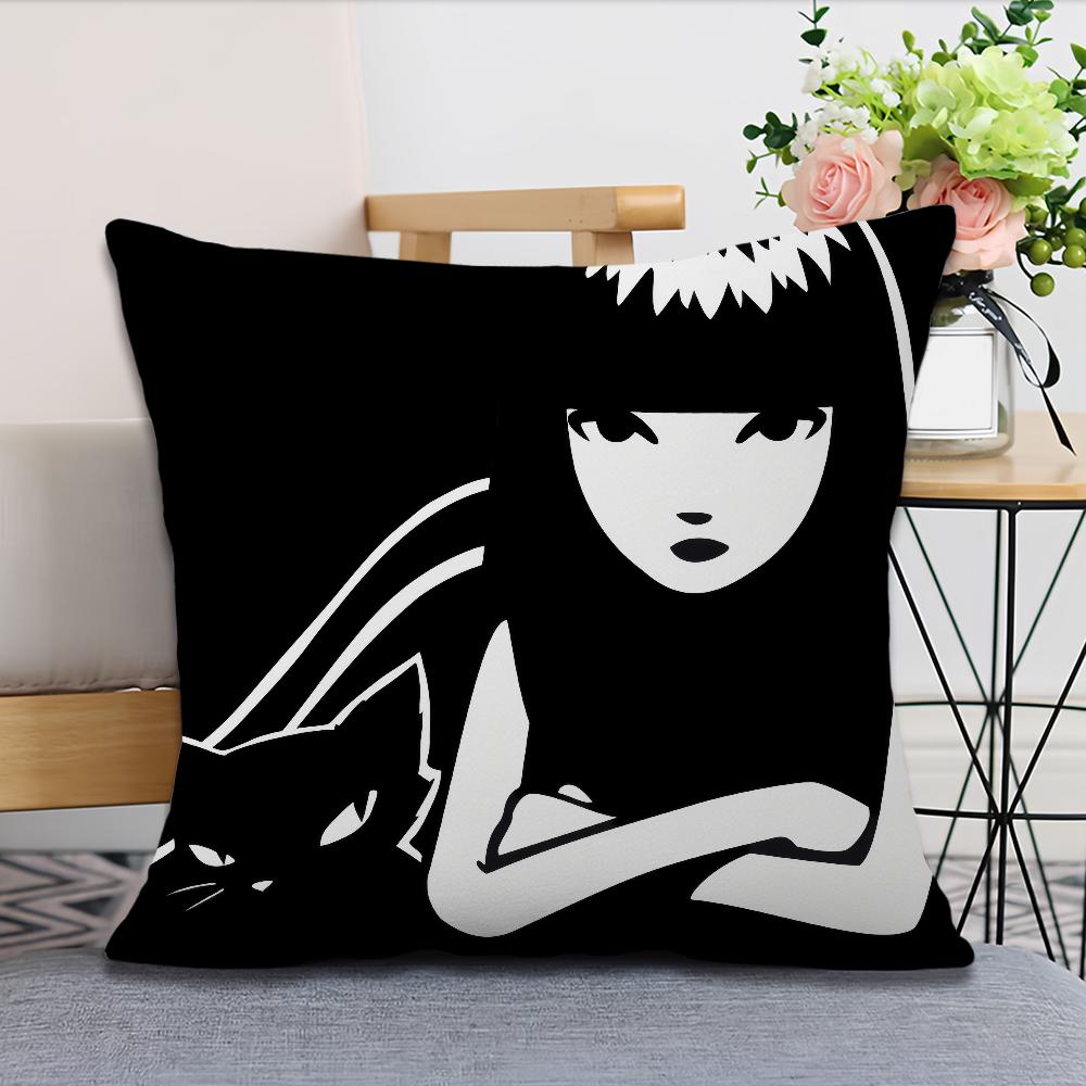 Soft Comfortable Pillow Case Cartoon for Sofa Living E-Emily Room The Home Strange Office Decor Cool Protective Covers
