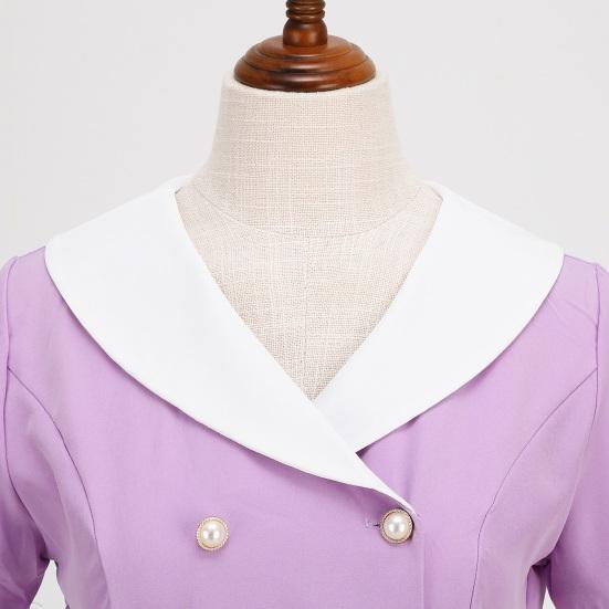 Женское платье для выпускного вечера Vinatge 50-х годов Вечернее платье трапециевидной формы с короткими рукавами и V-образным вырезом, декор на пуговицах, поддельное двубортное, со скрытой молнией, однотонное