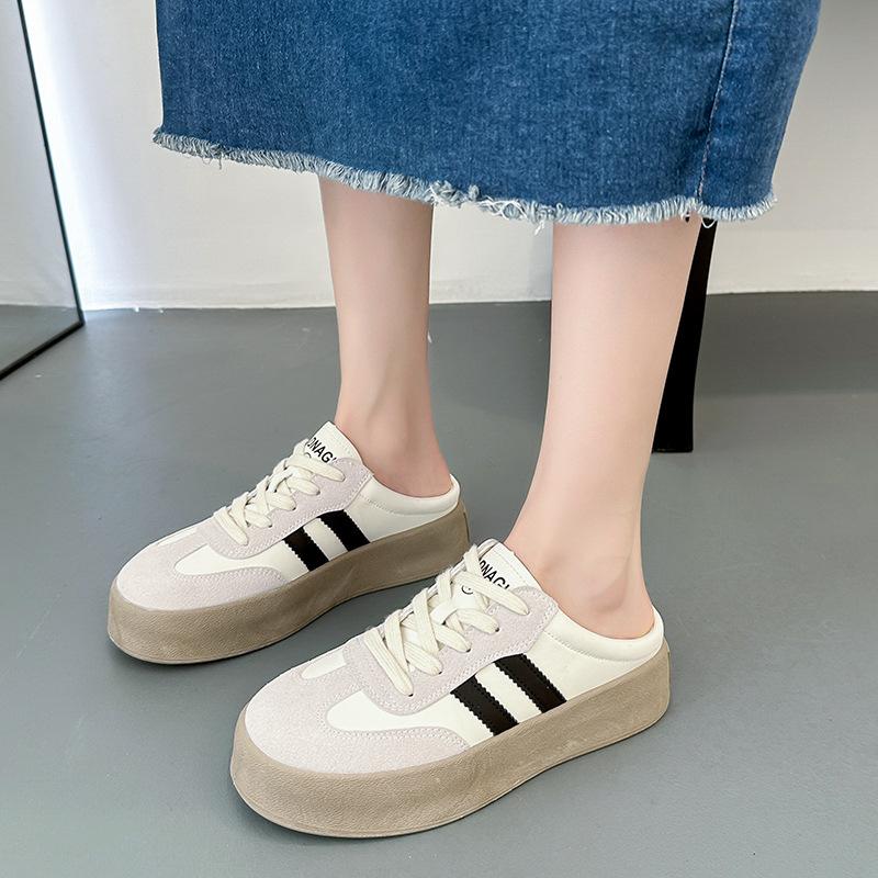 Женская обувь Baotou Тапочки Женская летняя верхняя одежда Толстая подошва Каблук без каблука Полутапочки Женские дизайнерские туфли Zapatillas De Mujer