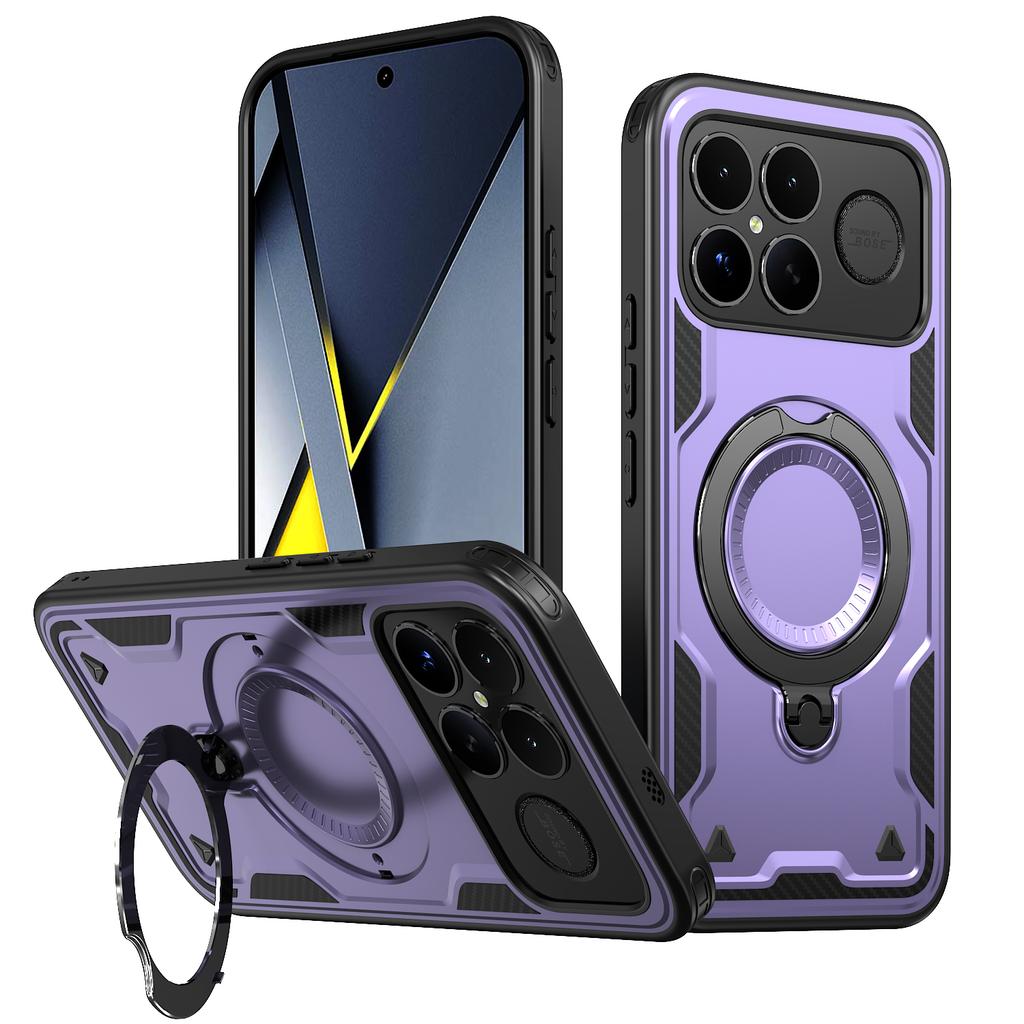 Бронированный противоударный чехол Fundas для Xiaomi Poco F8 Pro Ultra Redmi K90Pro Max 360° Вращающаяся магнитная подставка ТПУ Пластиковая крышка для телефона