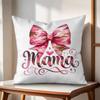 Leopard print with bow mama Cushion Cover Natural Linen Organic Fabric DoubleSided Printing Couch Pillow Covers Home Decor