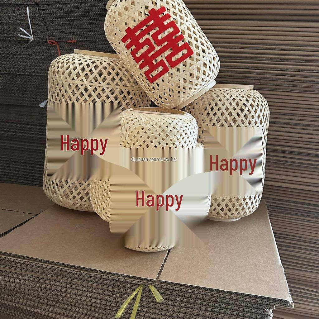 Chinese Wedding Photography Props: Rattan Hollow Lanterns with Red Background Decoration