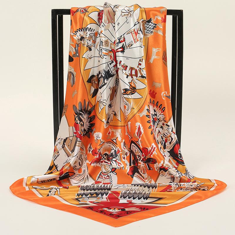 New European and American Printed Silk Square Scarf Fashion Women's Versatile Bag Headscarf Professional Scarf Silk Scarf