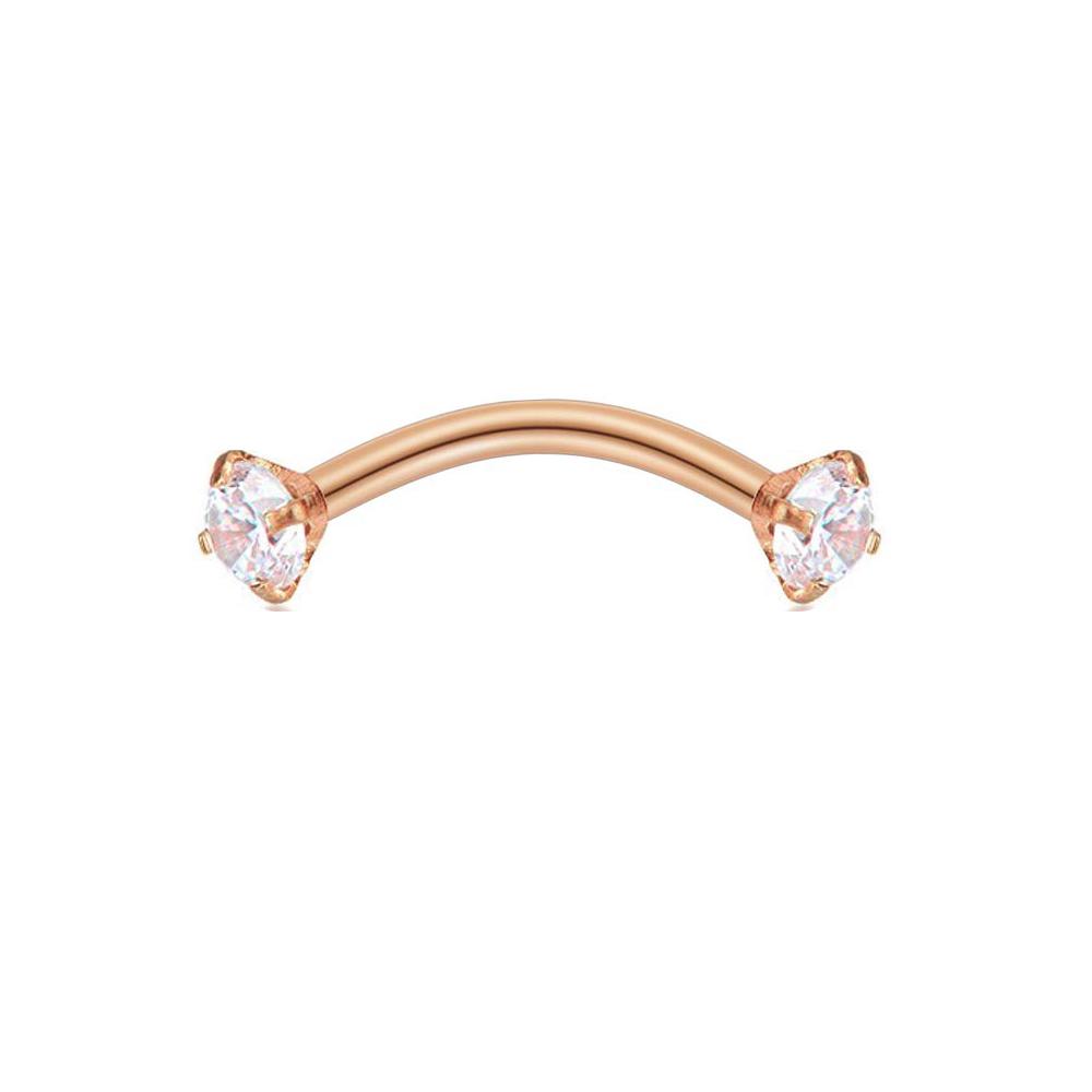 1PC Steel Crystal Gem Eyebrow Ring Tragus Helix Rook Earring Piercings Curved Banana Piercing Lip Helix Rings Jewelry 16G