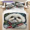 Shih Tzu Pattern Bedding Quilt Set Quilt Cover Pillowcase Home Decoration Birthday Gift (1 * duvet cover + 2 * pillowcase, without core)