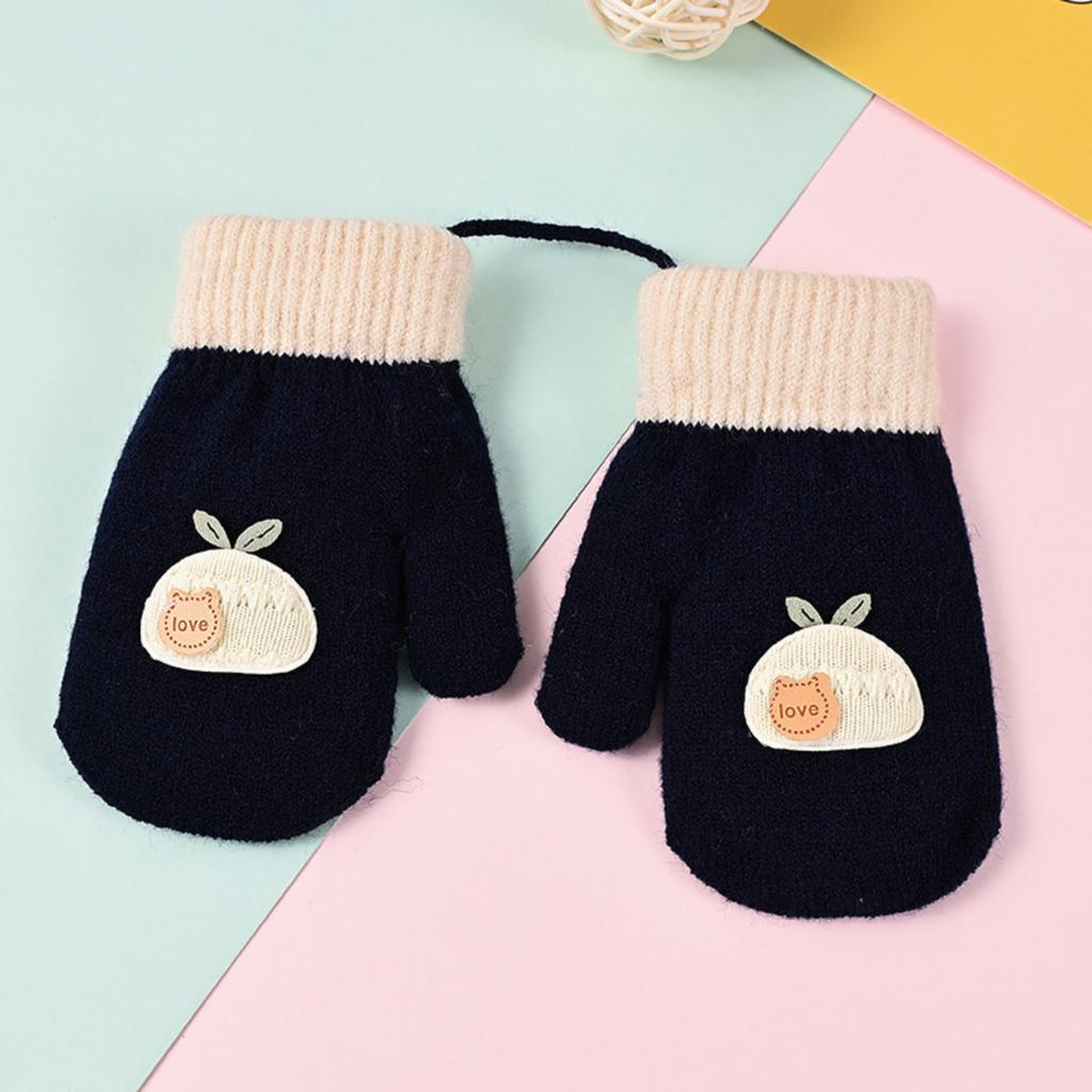 Baby Warm Gloves Plus Fleece Cold-proof Gloves Lanyard Gloves