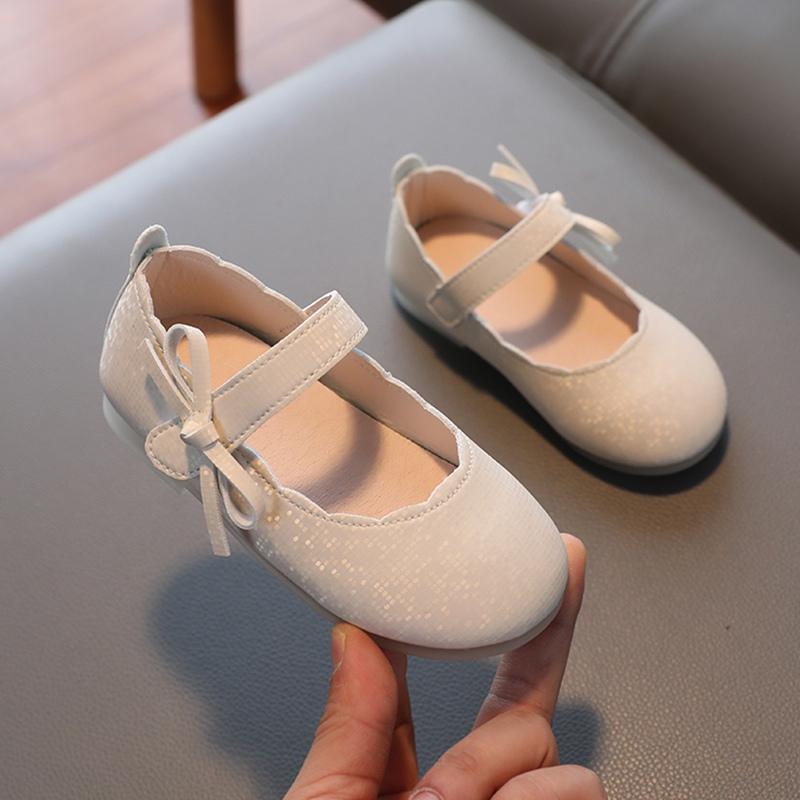 Children Girls Casual Retro Bowknot Design Soft Bottom Non-Slip Princess Shoes Single Shoes Leather Shoes