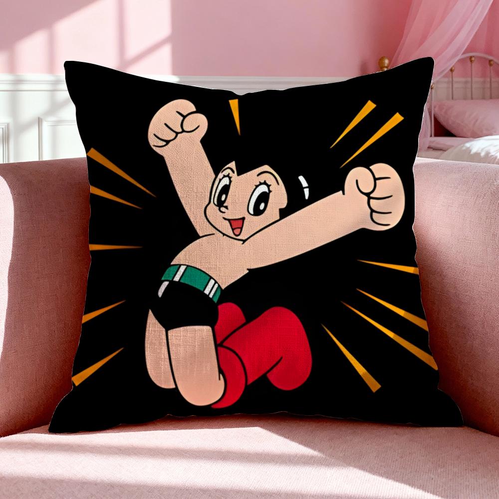 Cartoon AAstro Boy Cushion Cover Breathable Linen Pillowcase Summer Odorless EcoFriendly Invisible Zipper Washable