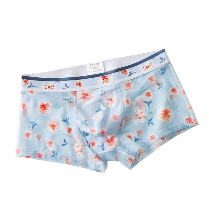 Мужские ультратонкие прозрачные сетчатые боксеры-шорты — сексуальные, дышащие, с летним принтом