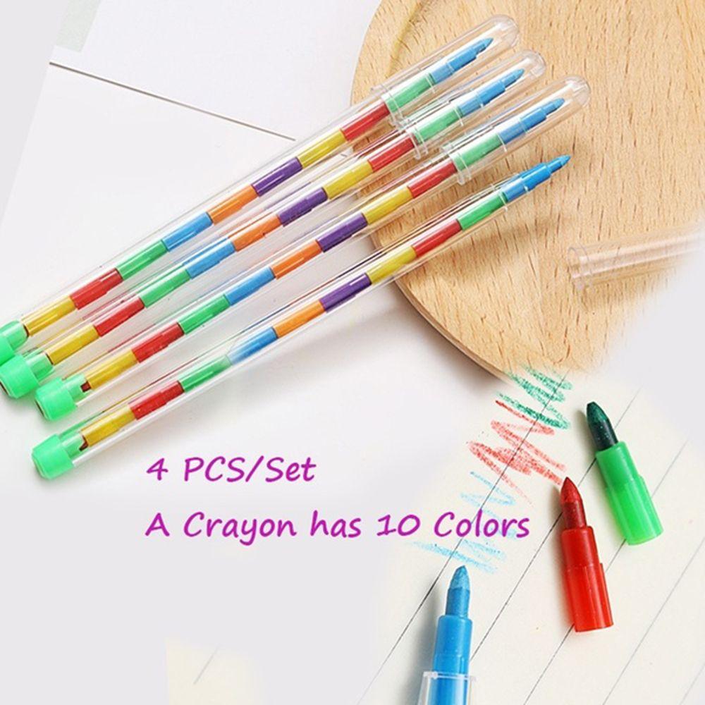 Student Drawing Art Kids Stacker Pen 10 Color Stationery Painting Pen Graffiti Crayon Pencils