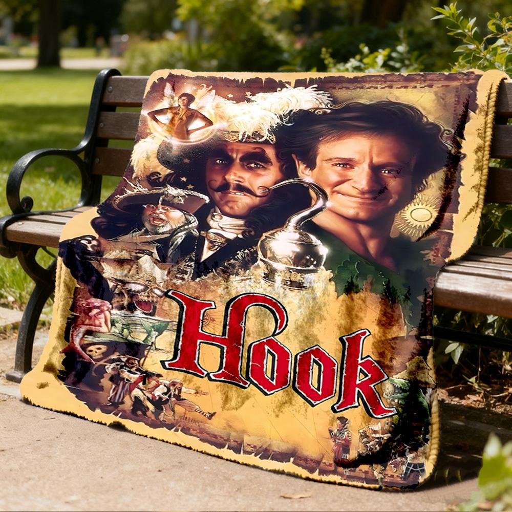 1pc Hook Movie Poster Outdoor Flannel Blanket Gift For Boys Girls Adults, Family Friends