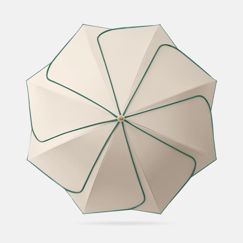 8 спиц, длинная ручка, зонт-лепесток, бамбуковая ручка, виниловая ткань, модный, солнцезащитный, конфетного цвета, для любой погоды и дождя, двойного назначения