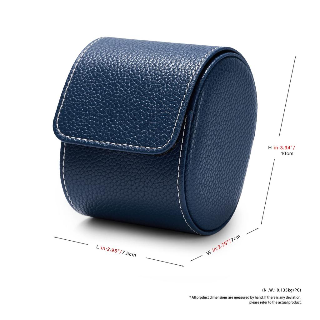 Papten B00906 Watch Case Leather PU 1-Watch Travel Portable Luxury Blue