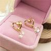 Women Fashion Stud Earring Sweet Love Zircon Pearl Earrings Gift Accessories