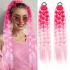 24Inch 2Pcs Synthetic Gradient Bubble Ponytail With Elastic Band for Women Perfect for Birthday Holiday Parties Accessories