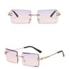 Rimless Sunglasses Womens Rectangle Shades Summer Fashion Trendy Uv400 Eyewear