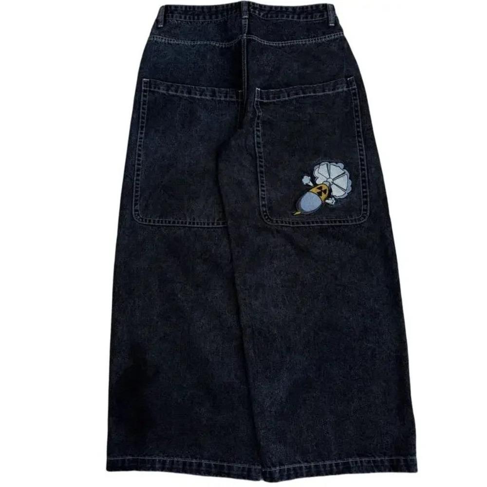 RogueWave Harajuku Goth Fashion Y2K Baggy Jeans Vintage Embroidered High Quality Jeans Men Women Hip Hop Streetwear Casual Wide Leg Jeans