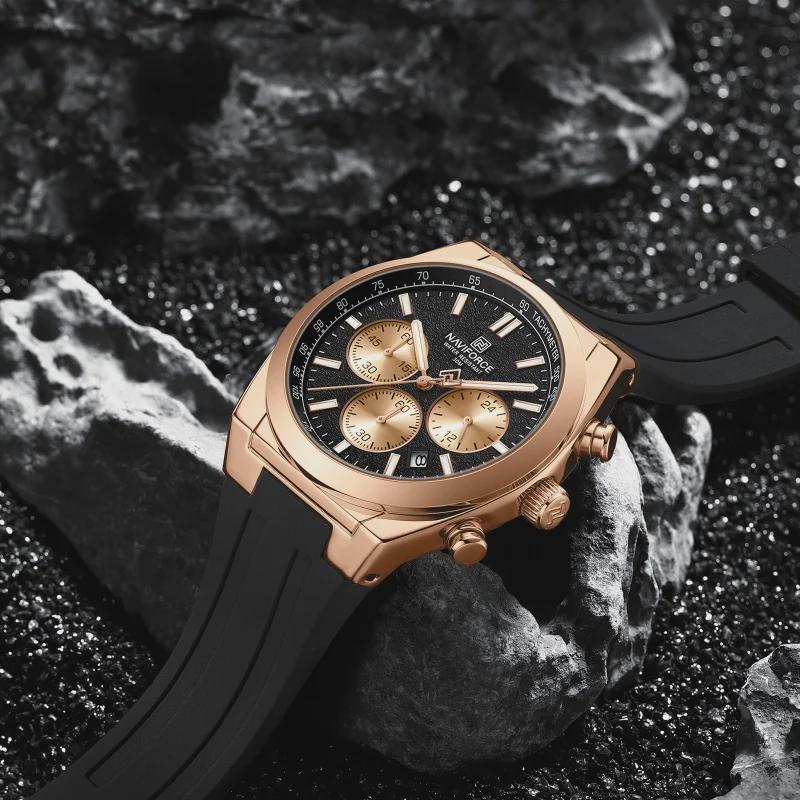 Водонепроницаемые спортивные часы для мужчин Многофункциональные часы с хронографом Мужские роскошные кварцевые часы с силиконовым ремешком