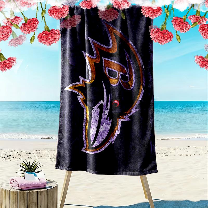 Baltimore Ravens Print Beach Towel, Large Soft Quick Dry Towel for Beach Camping Swimming