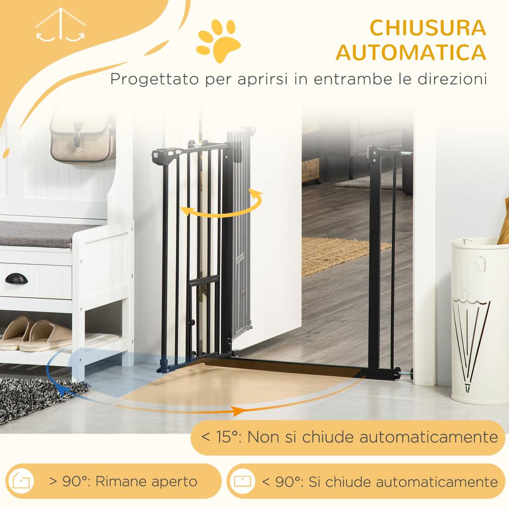 Extendable Dog Gate with Pressure Fit and Automatic Closure, 68x76.2 cm, Black