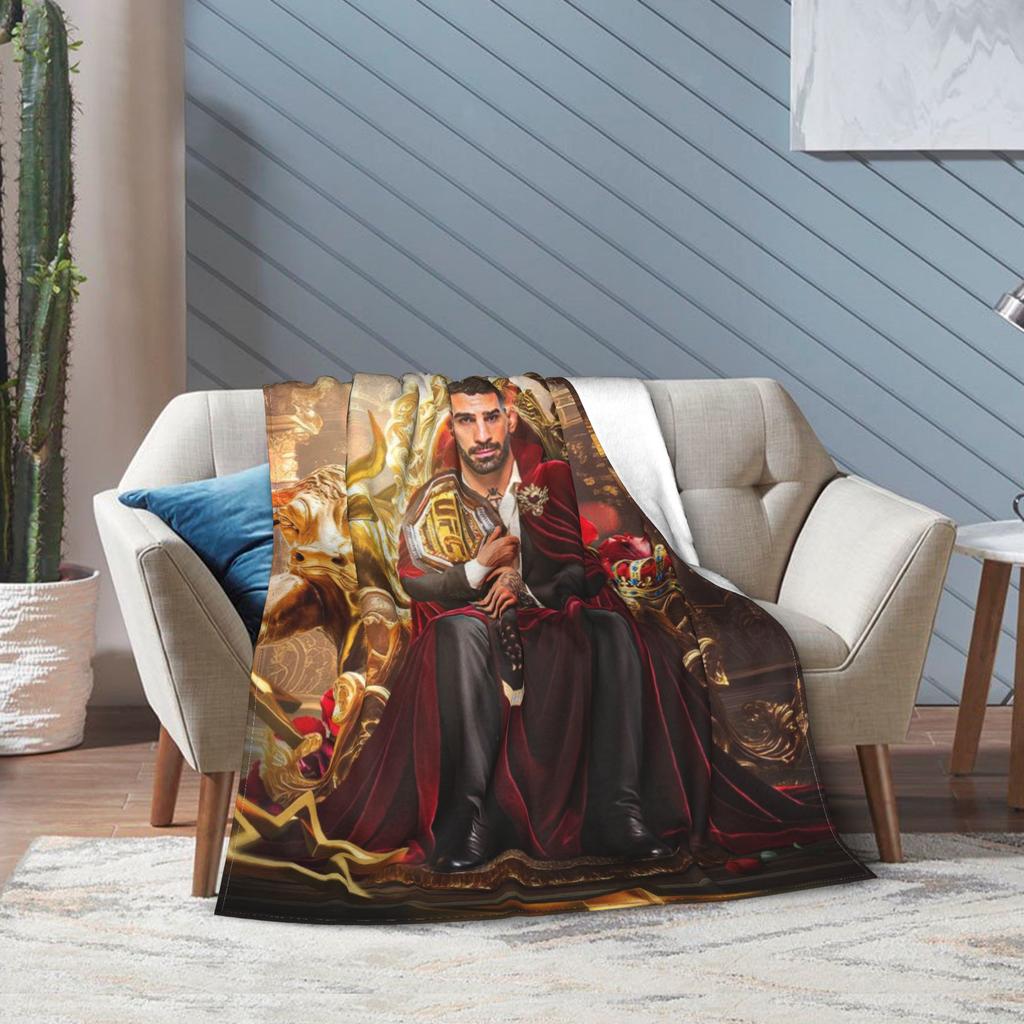 Ilia Topuria Wrestling Wrestler Blanket Multiple Sizes Warm Cozy Fluffy  Throw Blankets for Couch Sofa and Bed