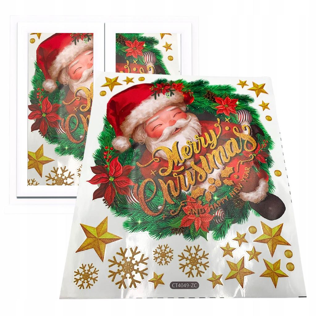 Christmas Window Door Sticker Decorative Window Santa Claus Stars 50 M
