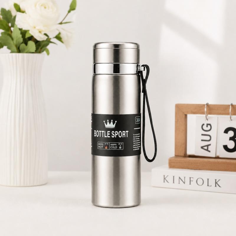 Double-walled Stainless Steel Thermos Bottle Leak-proof Thermos Water Bottle Lanyard Cold Coffee Teacup Office Outdoor Sports