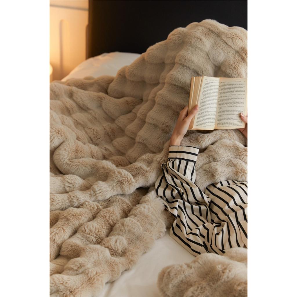 Blanket Imitation Rabbit Blanket, Bubble Velvet Blanket, Double-sided Thick Office Nap Blanket, Sofa Cover Blanket