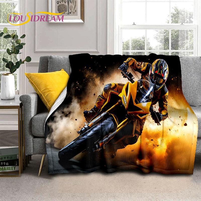 Motocross Motorcycle Soft Blankets,Keep Warm Throw Blanket Comfortable Blanket for Picnic Beds Sofa Home Bedroom Hiking Gift
