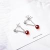 Women's Cute Garnet Crystal Bead Earrings - Japanese Korean Style