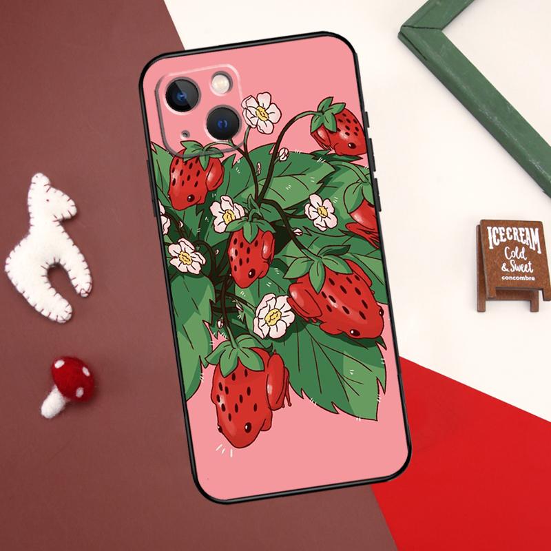 Чехол Cottagecore Fruit Strawberry Frog для iPhone X XR XS Max 12 13 Mini 7 8 Plus SE 2020 11 12 13 14 15 Pro Max задняя крышка