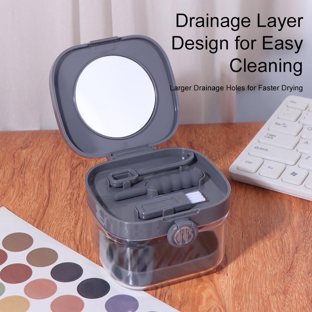 Portable Denture Soaking Cleaning Box Universal Cleaning Tooth Storage Case Dentistry Supplies