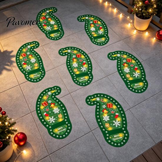 Outdoor Yard Decor 6 Pairs Christmas Santa Footprint Floor Stickers, Self Adhesive Decals, Path Markers Indoor Wall Ground for Xmas Party Decoration