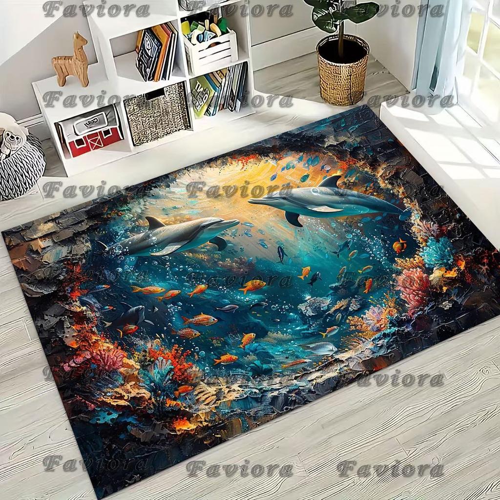 27 Стиль 3D Иллюзия Море Подводный Мир Дельфин Ковер для Спальни Гостиной Дивана Дома Придверный Коврик Декор, Детский Нескользящий Напольный Коврик