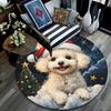 Christmas dog pattern round rug,Carpet Rug for Living Room Bedroom Playroom ,Non-slip Floor Mat,Holiday Gifts and Birthday Gifts.
