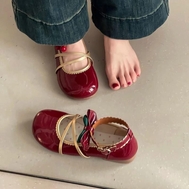 Модные Элегантные Мэри Джейн с Круглым Носком для Женщин Летние Новые Дизайнерские с Бантами Удобные Повседневные Одинарные Туфли Лодочки с Неглубоким Вырезом