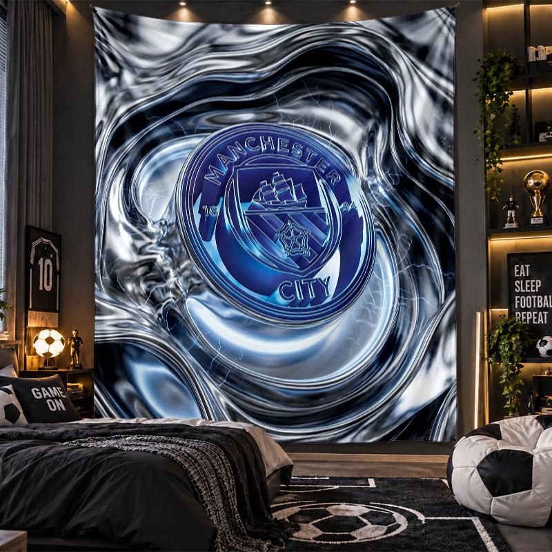 Wall Hanging Tapestry Manchester City Print Cloth for Living Room Bedroom Home Decor
