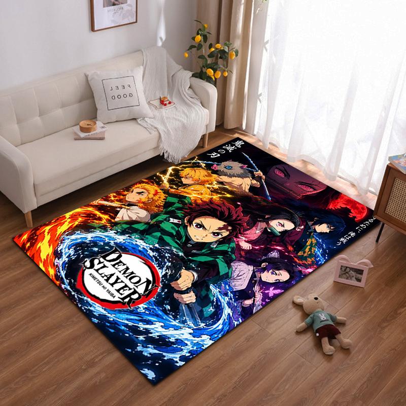 Demon Slayer Anime Characters Design Non-slip rug suitable for living room and bedroom sofas