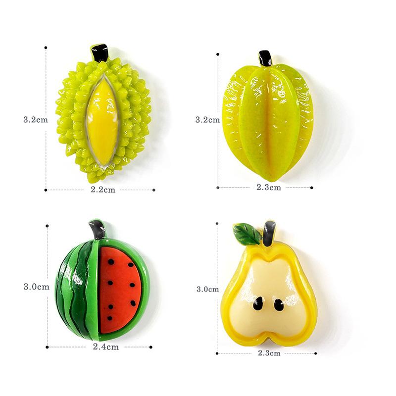 10pcs Fruit Fridge Magnet Durian Avocado Pear Figurine Resin Refrigerator Whiteboard Sticker Diy Decoration Kitchen Accessories
