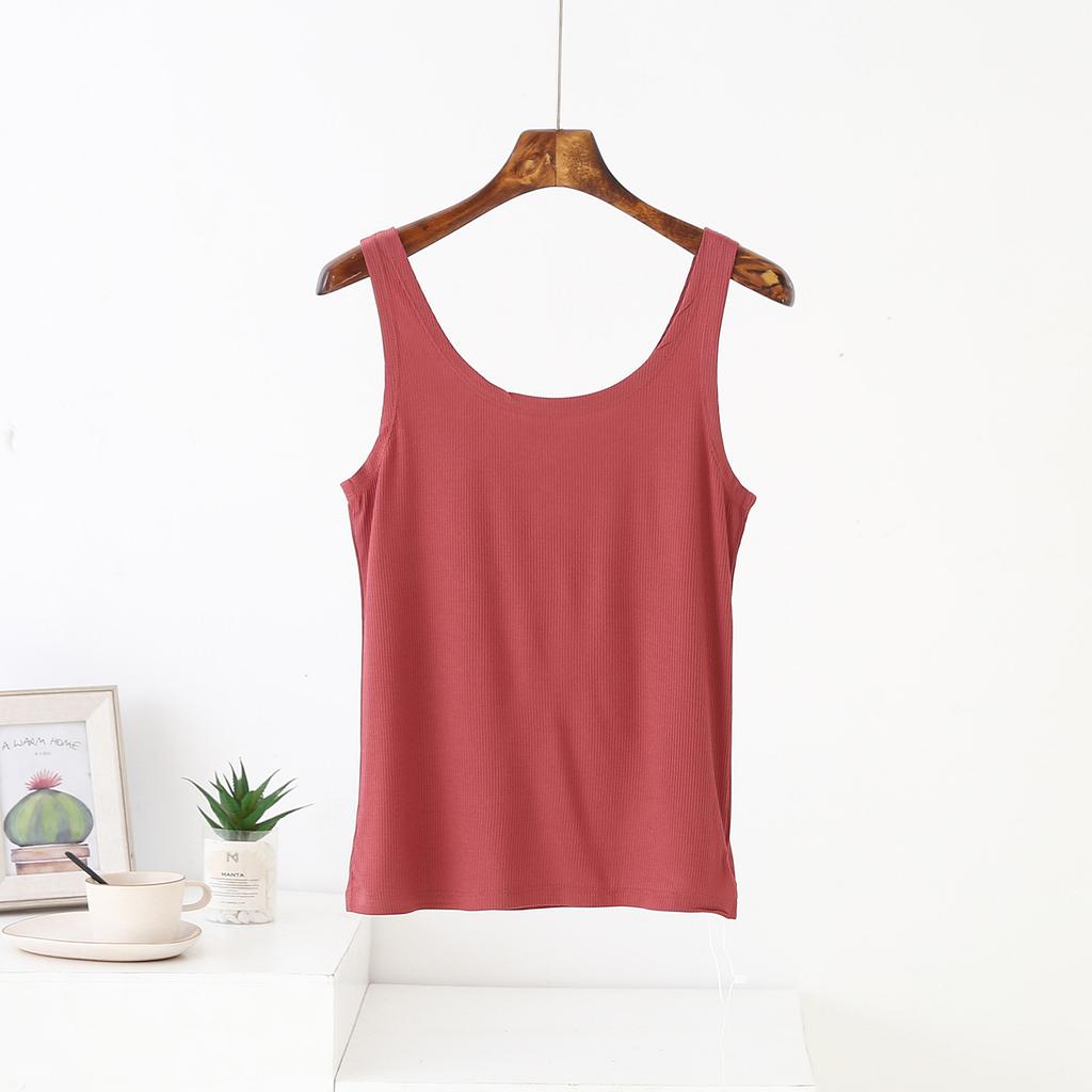 Summer Elastic Tank Tops Slim Fit U-Neck Camis Ribbed Sleeveless Base Layer Shirt Solid Color Camisole All Match