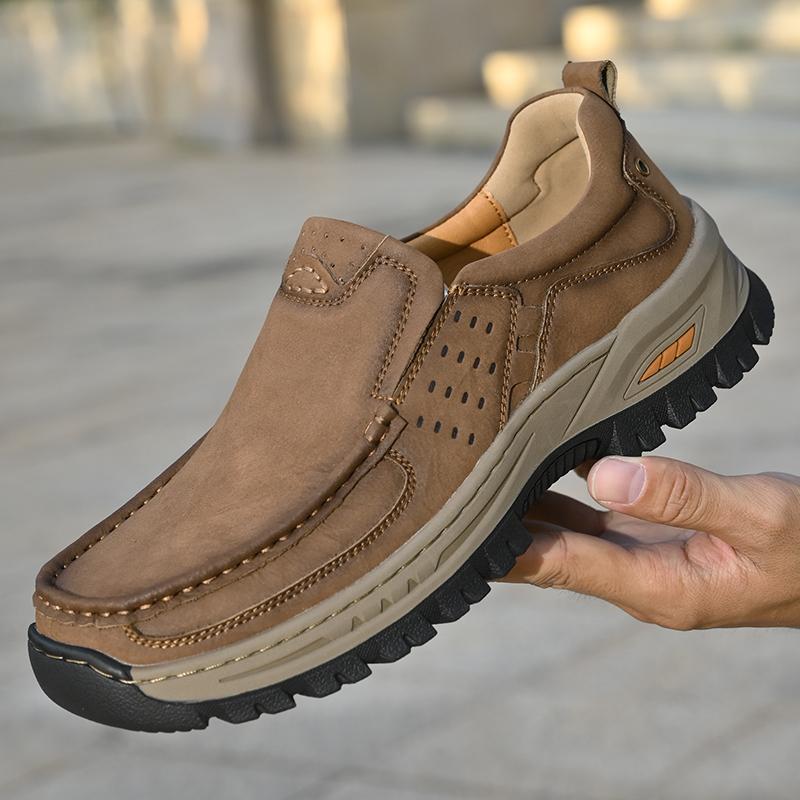 Модные лоферы из натуральной кожи, повседневная обувь, мужская обувь ручной работы для ходьбы, уличная обувь для трекинга, нескользящие мужские слипоны, мокасины