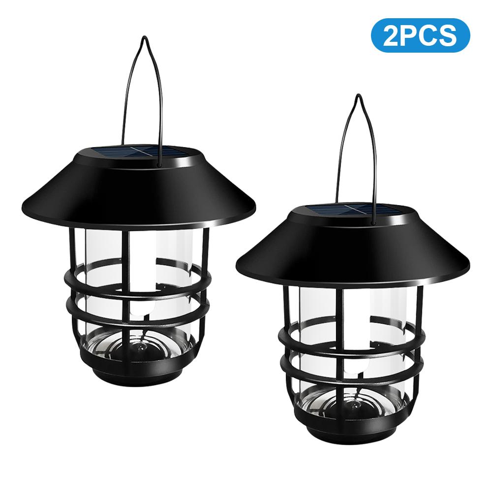 Solar Lanterns for Outdoor Garden Flickering Flame Effect Solar Powered Hanging Light Waterproof Wall Mount for Front Porch