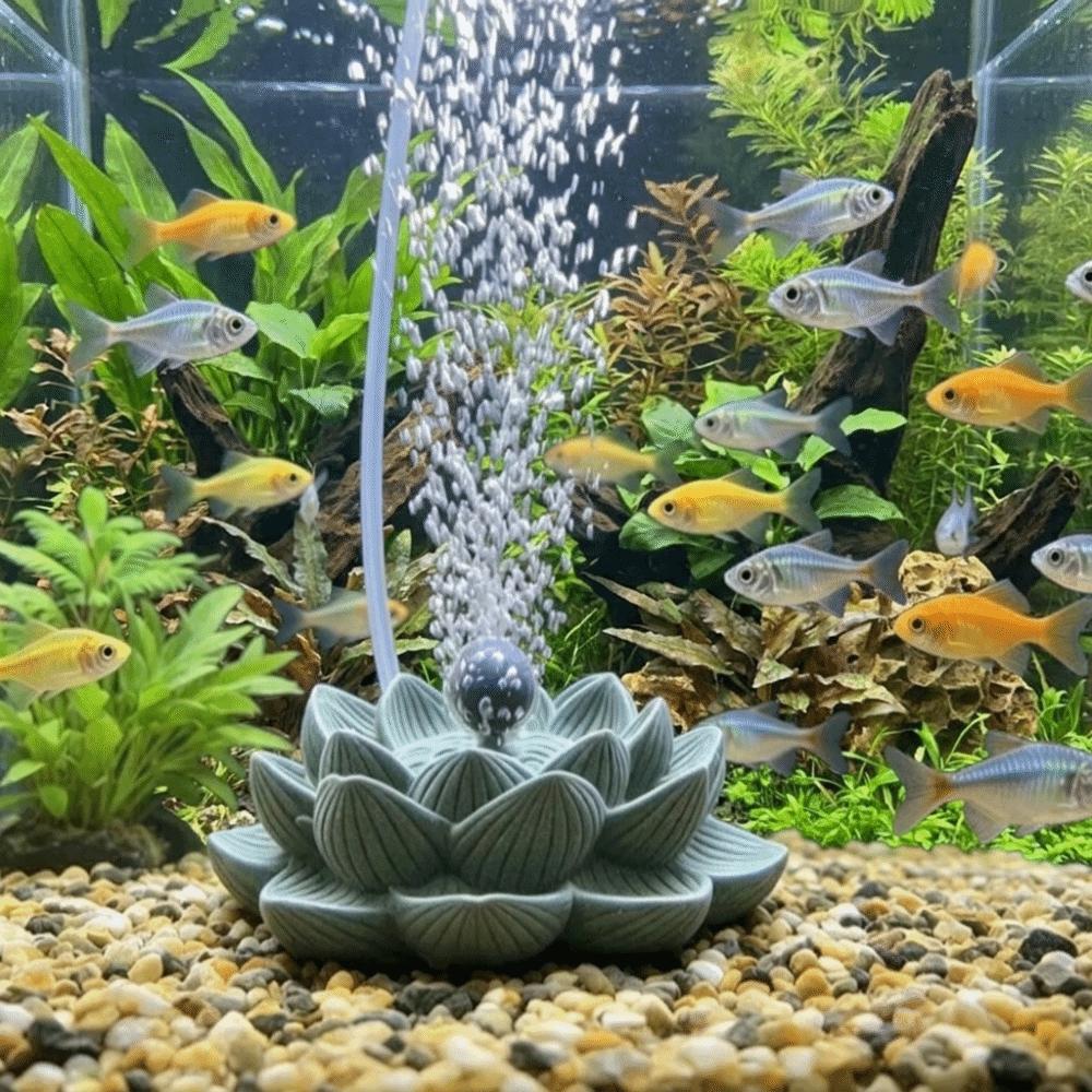 with Air Tube Fish Tank Lotus Aerator Realistic Oxygen Pump Decoration Fish Tank Landscape