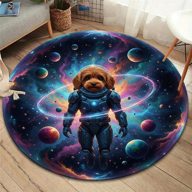 SpacePuppy Round Area Rug,Carpet Rug for Living Room Bedroom Sofa Playroom Decor,Non-slip Floor Mat
